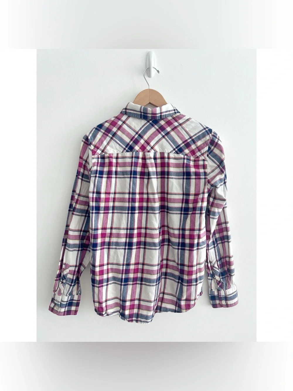 J. Crew White Plaid Button-Down Shirt with Pink & Blue